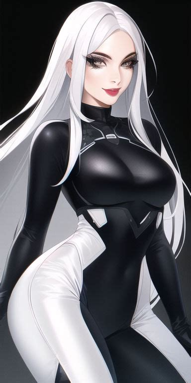 White Hair Wearing Black And White Detailed Bodys By Varm209 On Deviantart