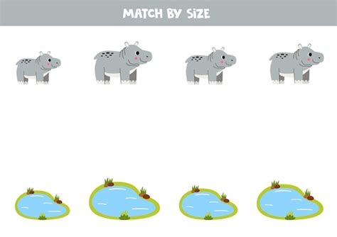 Premium Vector Match Cute Hippopotamuses And Water Ponds By Size