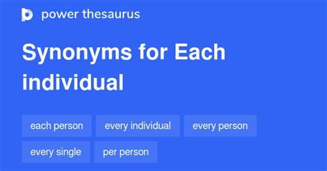 Each Individual Synonyms 270 Words And Phrases For Each Individual