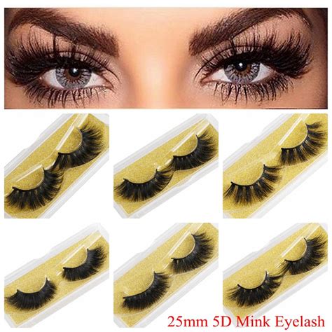 Pair Mink Eyelashes Extra Length Mm Lashes D Big Volumn