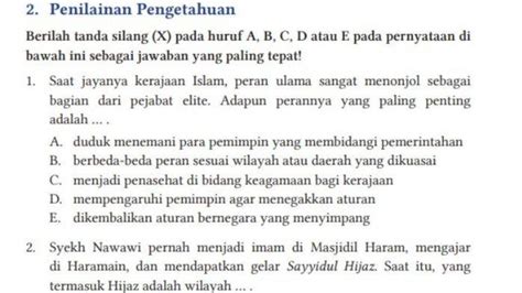 10 Kunci Jawaban PAI Kelas 11 SMA Syekh Nawawi Pernah Menjadi Imam Di