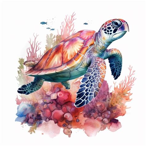 Premium Photo | A watercolor painting of a sea turtle