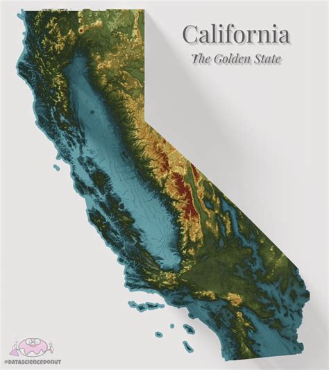 Shaded Relief Maps Of Largest Contiguous Us States Oc R