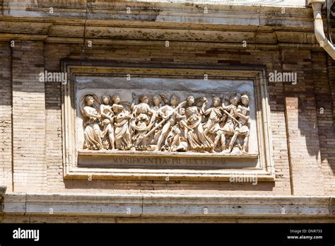 Carvings in courtyard of Vatican Museums, Vatican City, Rome, Italy ...