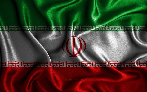 Iranian Flag Silk Wavy Flags Asian Countries National Symbols Flag