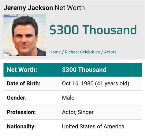 Jeremy Jackson net worth | Richest celebrities, Jackson, Singer