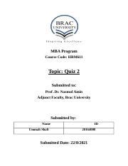 Quiz 2 Docx Converted Docx MBA Program Course Code HRM611 Topic