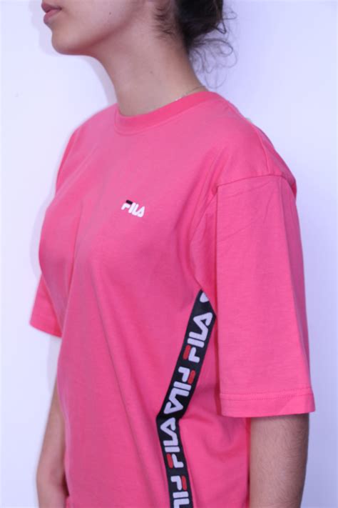 Fila Tee Shirt Femme à Bandes Pink Sport Aventure