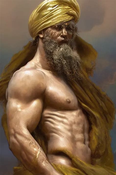 Painted Portrait Of Rugged Zeus Greek God Wearing Stable Diffusion