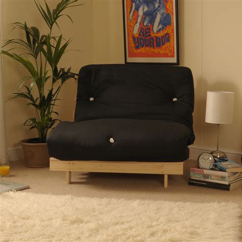 Black Single 3ft Luxury Wooden Futon Sofa Bed