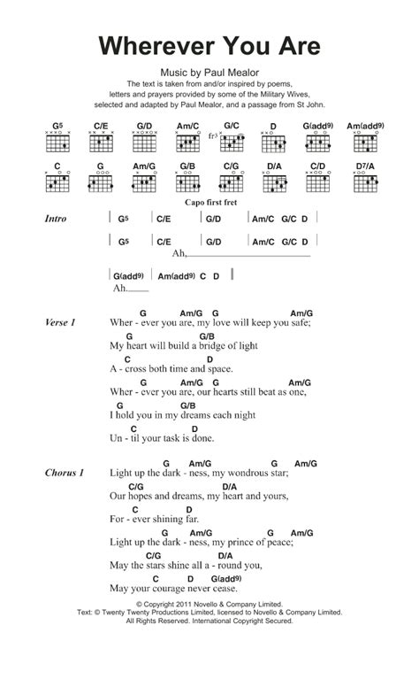 Wherever You Are by Paul Mealor - Guitar Chords/Lyrics - Guitar Instructor