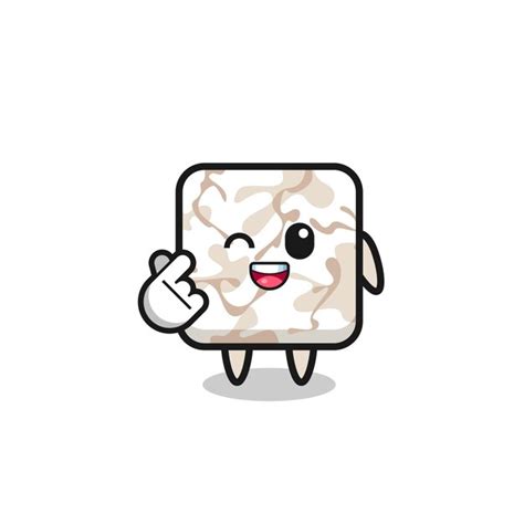 Premium Vector Ceramic Tile Character Doing Korean Finger Heart