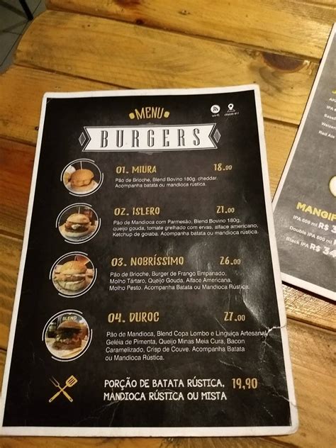 Menu Em Blend Burger N Beer Restaurante Belo Horizonte Av Cristiano