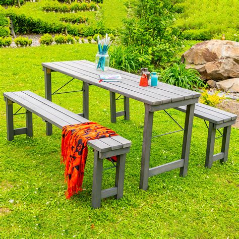 Set Berarie KLAPPBAR Din Lemn Masiv De Rasinos 160x50 Cm Pentru Gradina