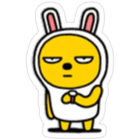 Kakaotalk Friends Muzi And Con Waiting Patiently Stickers By