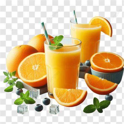 D Orange Juice On Table Transparent Background D Orange Juice On