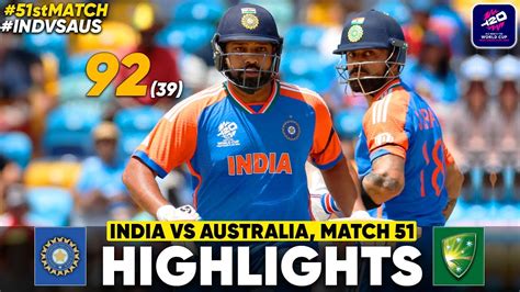 India Vs Australia Icc T20 World Cup 2024 Match Highlights Ind Vs Aus Highlights Youtube