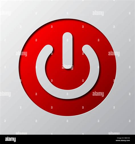 Paper art of red power button isolated. Vector illustration. Power button icon is cut from paper ...