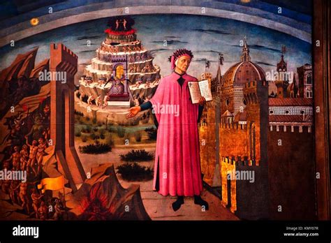 Dante And Divine Comedy Painted By Domenico Di Michelino In Duomo