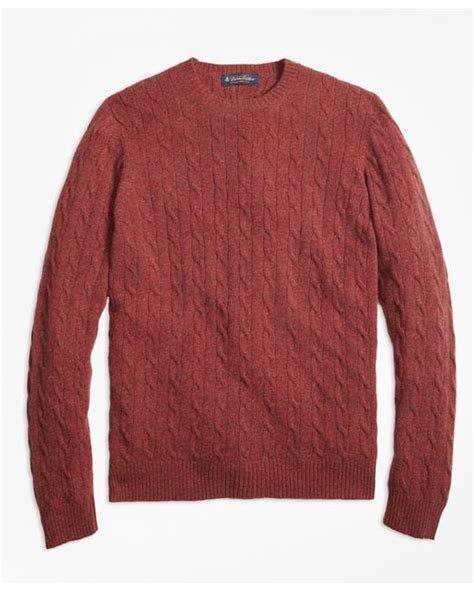 Brooks Brothers Cashmere Cable Crewneck Sweater In Red For Men Lyst