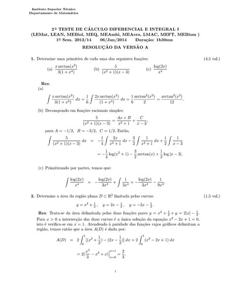 Prova 1 Janeiro 2016 Respostas Instituto Superior T Ecnico