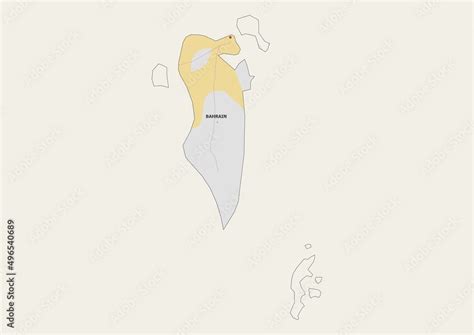 Isolated map of Bahrain with capital, national borders, important ...