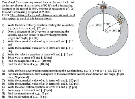 Solved Cars A And B Are Traveling Around The Circular Race Chegg