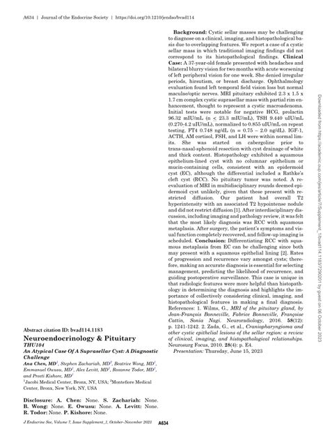 Pdf Thu An Atypical Case Of A Suprasellar Cyst A Diagnostic Challenge