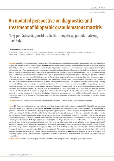 PDF An Updated Perspective On Diagnostics And Treatment Of Idiopathic