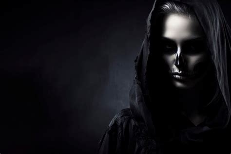 Premium Photo Grim Reaper Or Death Portrait Over Dark Background With