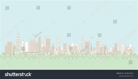 Vector Illustration Cityscape Line Drawing Illustration Stock Vector ...