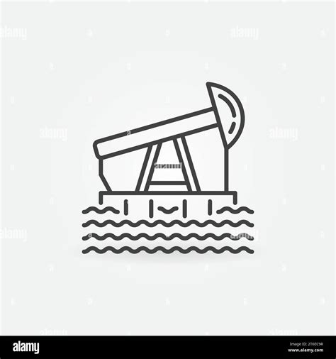 Offshore Platform In Ocean Outline Icon Vector Thin Line Oil Rig