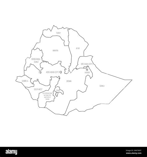 Ethiopia Political Map Of Administrative Divisions Stock Vector Image