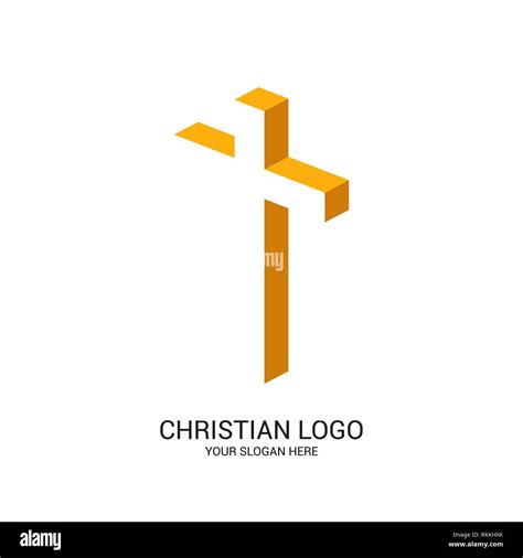 Christian Church Logo Bible Symbols Cross Of Jesus Christ Volumetric