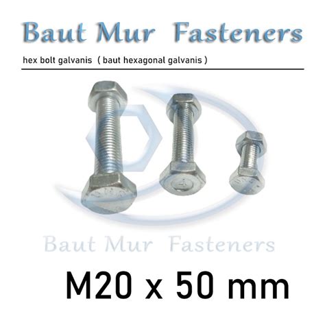 Jual Baut Mur M20 X 50 Bmp M20 X 50 Galvanis Bmp M20 X 50mm