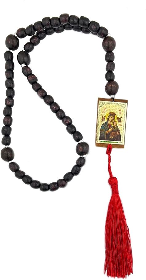 Rosario católico de madera con cuentas de oración con nuestra señora de