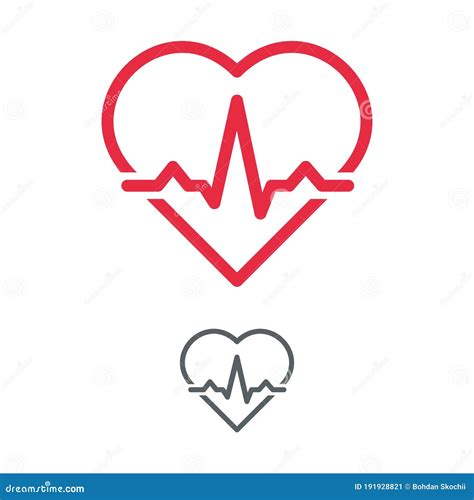 Heart With Electrocardiogram Pulse Graph Cardiac Echo Symbol Ecg Or