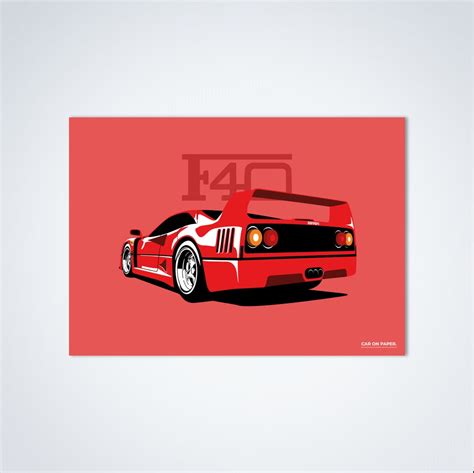 Ferrari Poster, Ferrari F40 Poster, Car Posters, Ferrari F40. 50 X 70cm 18 X 24. Car Posters for ...