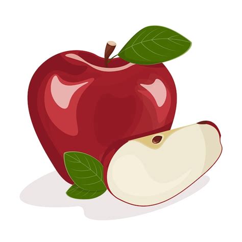 Premium Vector Big Red Apple With Leaf Vector Illustration