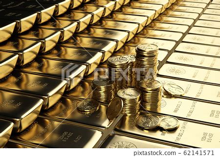 Ingots Gold Bars Stacked Aligned With Some Piles Stock Illustration