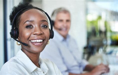 Premium Photo Black Woman Call Center And Portrait Of A Happy Worker