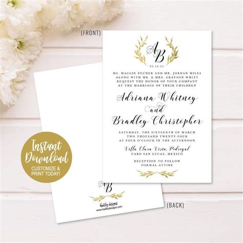 Wedding Invite Templates Download Wedding Invite Templates - Etsy ...