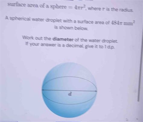 Solved Surface Area Of A Sphere R Where R Is The Radius A