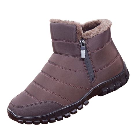 fvwitlyh Snow Boots for Men Baked Wolf Boots Fashion Winter Men Snow Boots Thick Soled Non Slip ...