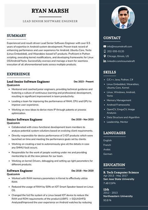 Lead Senior Software Engineer CV Sample In 2024 ResumeKraft