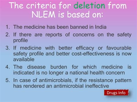National List Of Essential Meidicne By Drugsinfo Ppt