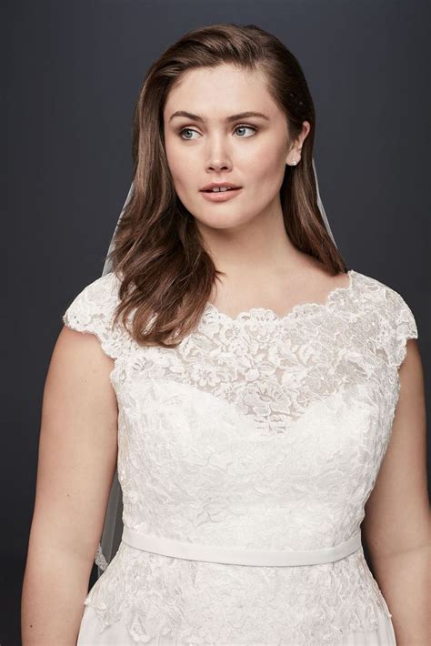 Illusion Lace And Chiffon Plus Size Wedding Dress Collection Wg