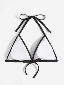 ROMWE Grunge Punk Skull Rhinestone Triangle Halter Bikini Top SHEIN USA