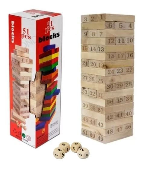 Jenga De Madera 54 Unidades Con Números Mercado Libre