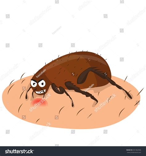 Cartoon Funny Flea Illustration On A White Background. Flea Sitting On The Skin. Flea Bite ...